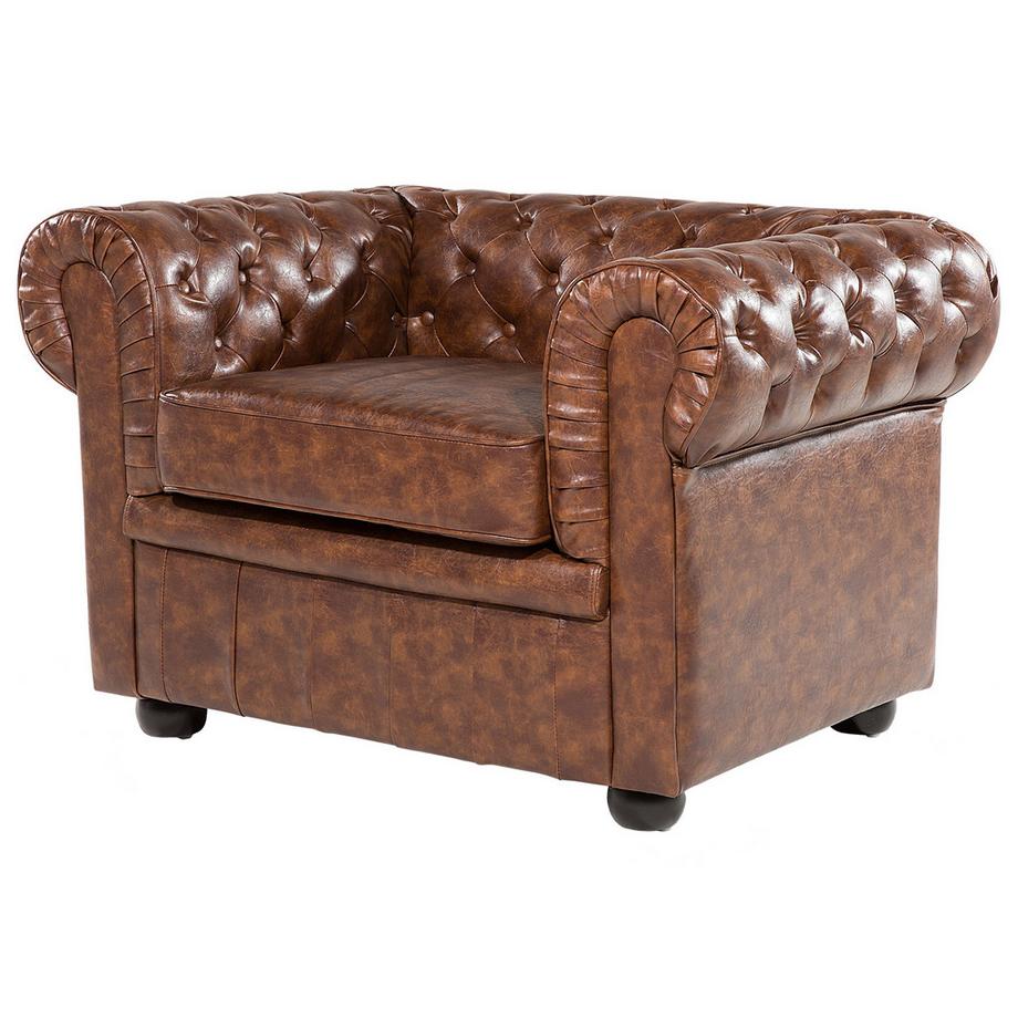 Beliani Fauteuil en Cuir PU Traditionnel CHESTERFIELD  