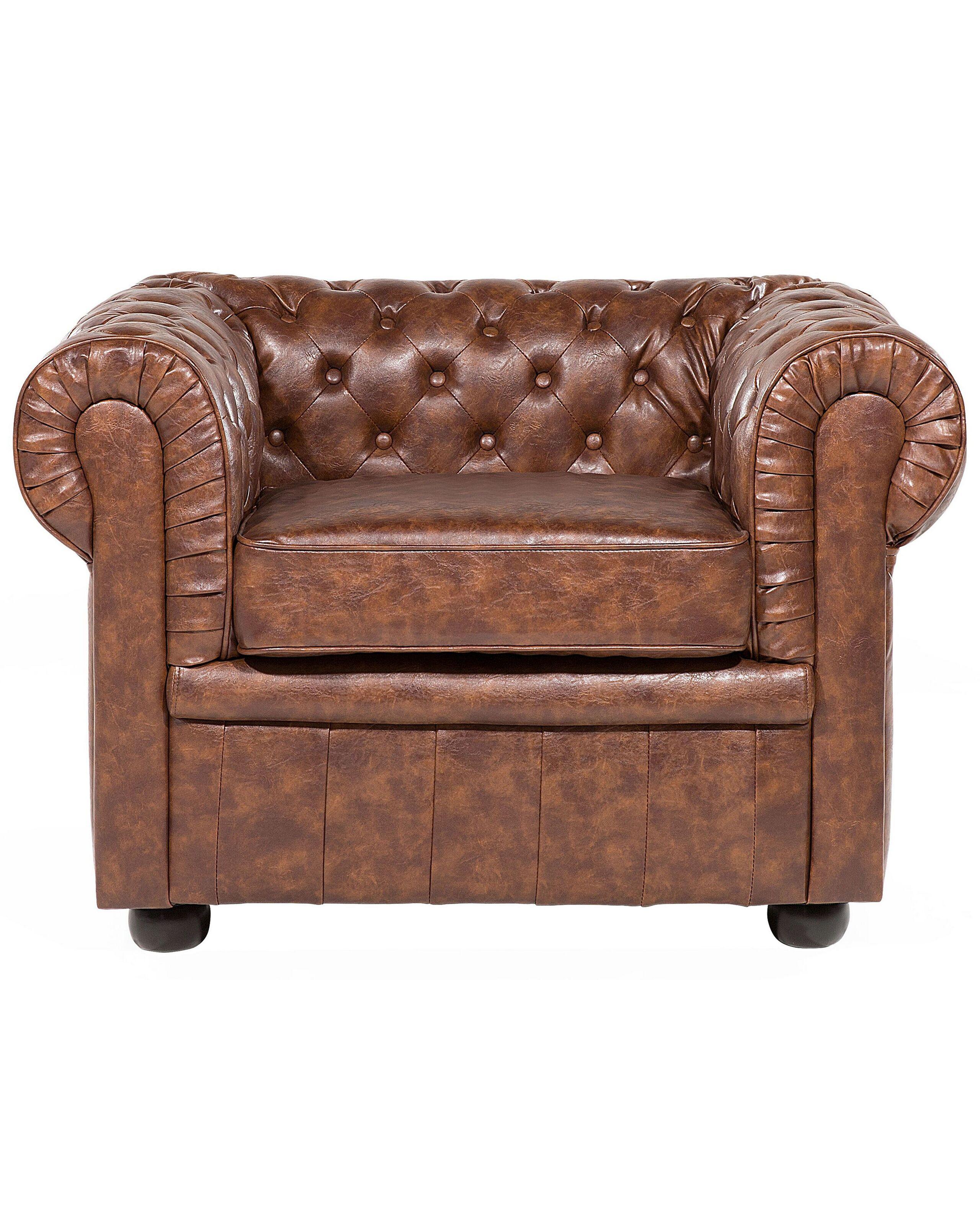 Beliani Fauteuil en Cuir PU Glamour CHESTERFIELD  