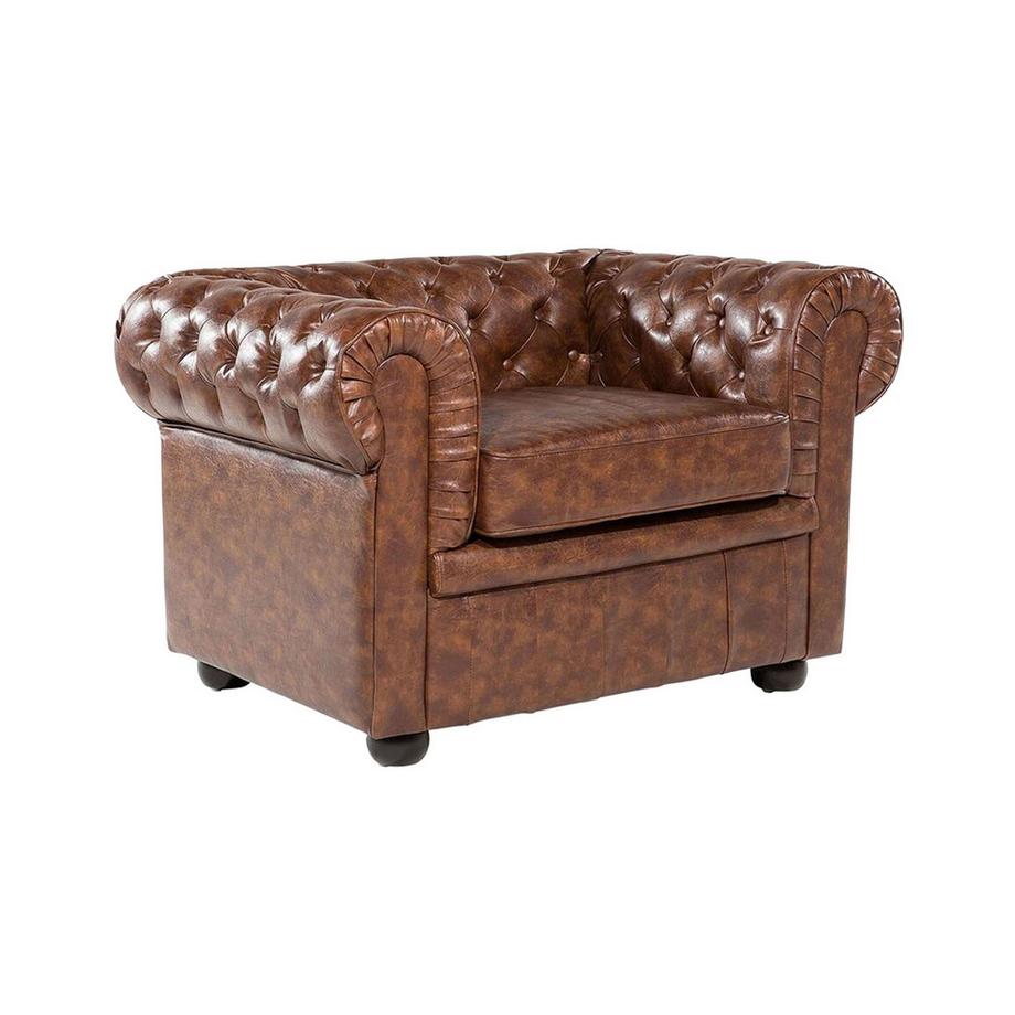 Fauteuil en Cuir PU Traditionnel CHESTERFIELD
