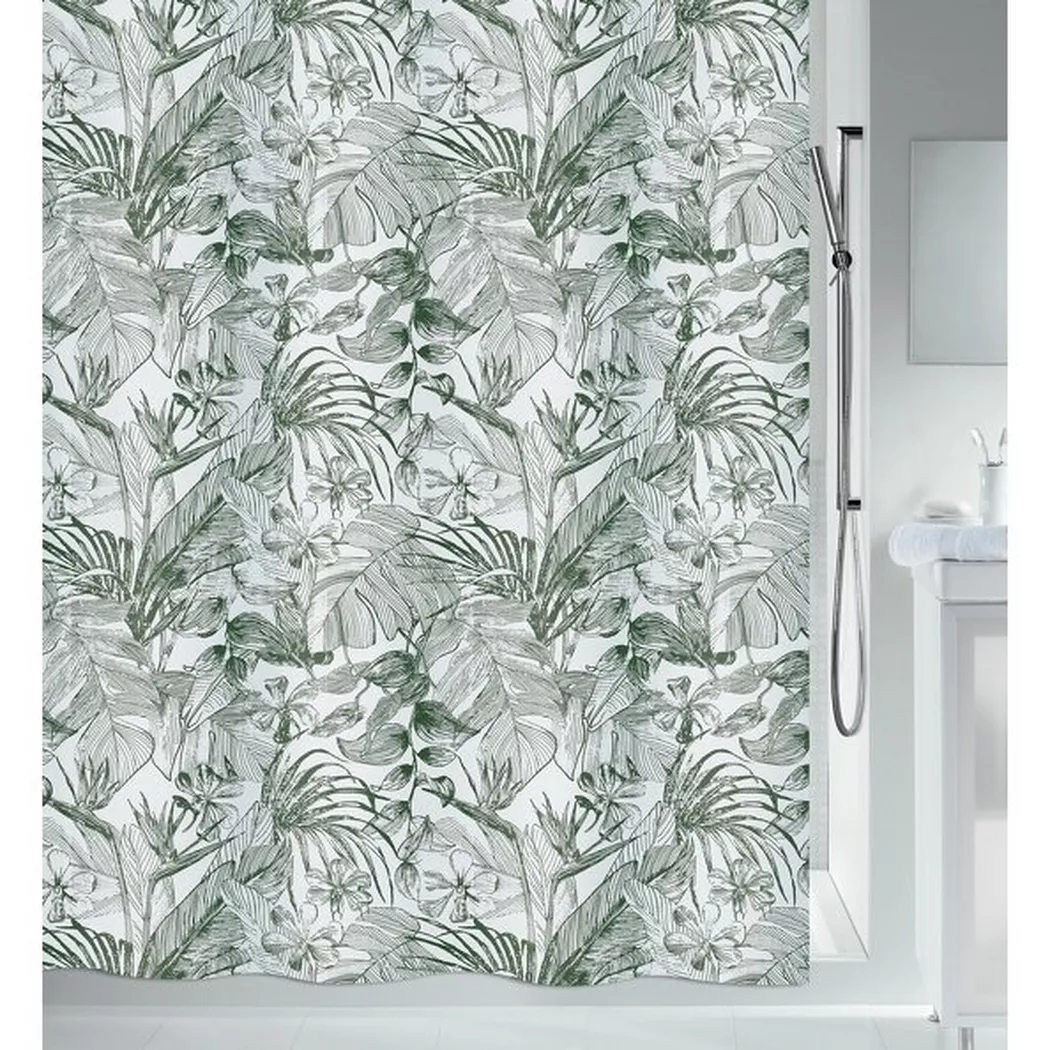 Spirella Duschvorhang Textil Tropic 180X200 Dunkelgrün