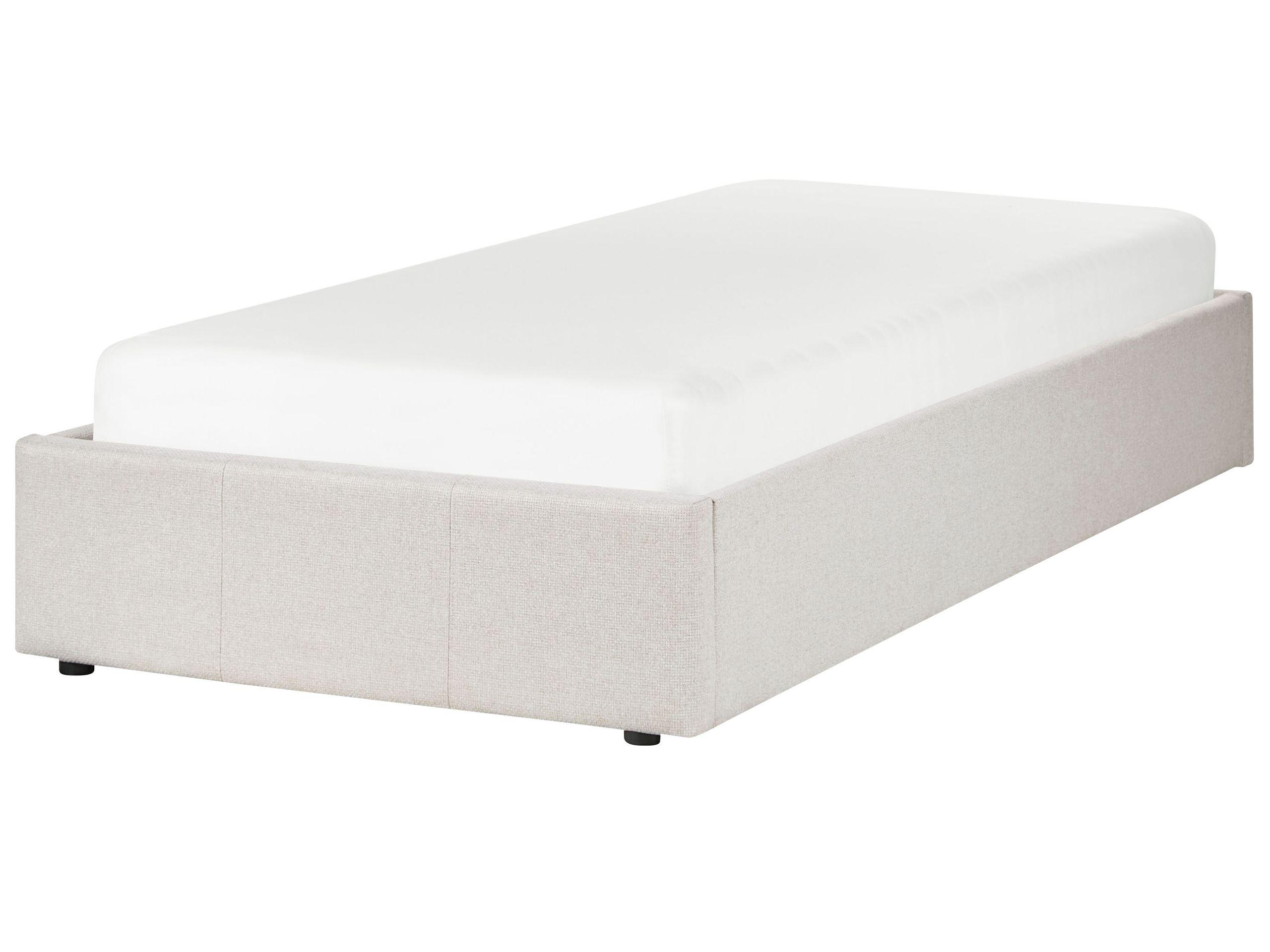Beliani Bett mit Stauraum ohne Kopfteil aus Stoff Skandinavisch DINAN  