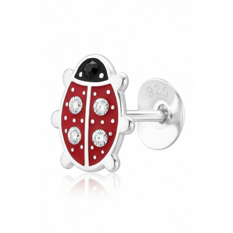Maxte  Ohrstecker Marienkäfer aus Sterling  mit Kristall und Epoxidharz 
