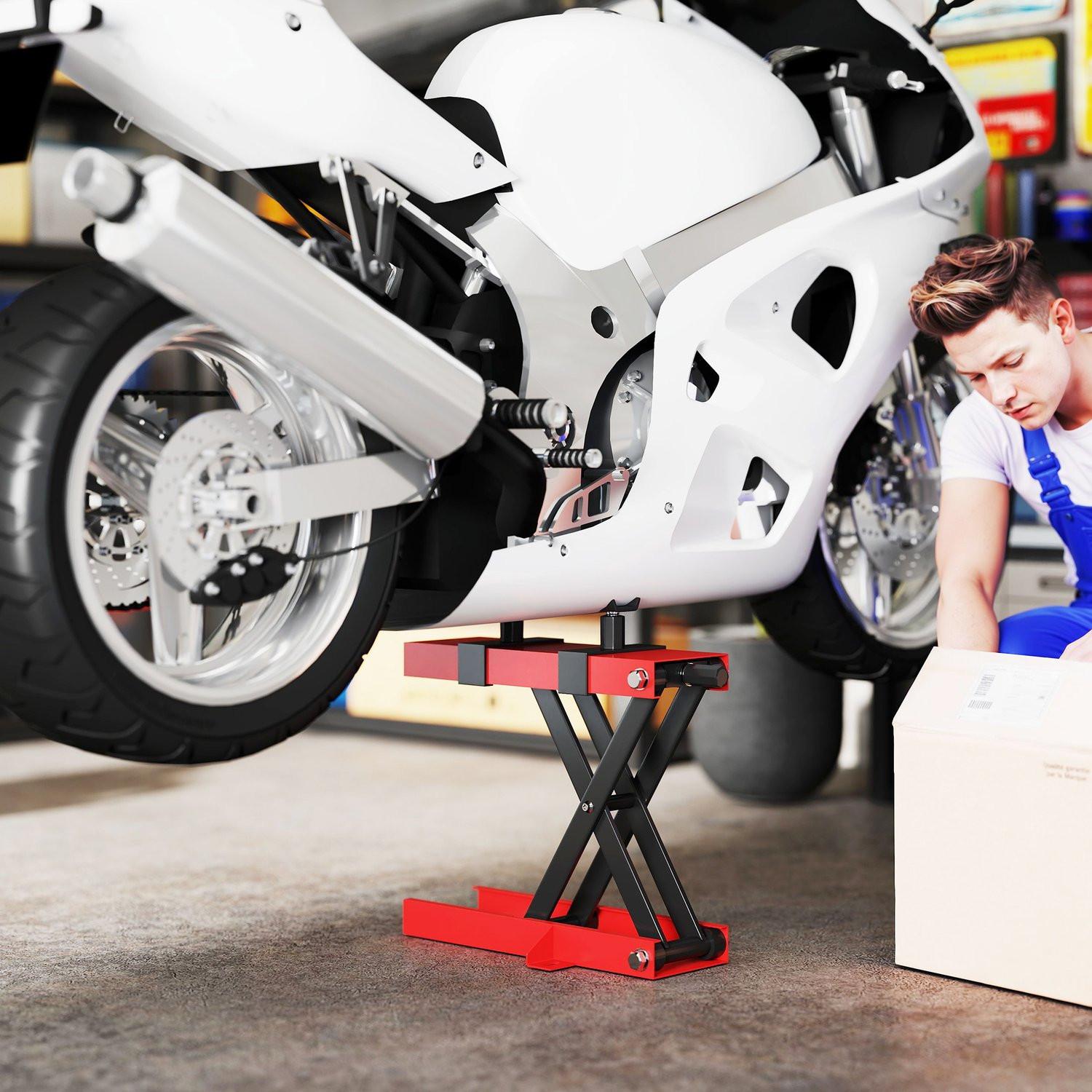 Northio Sollevatore per moto Capacità di carico 500 kg Sollevatore per moto 95-400 mm Supporto di montaggio regolabile in altezza Martinetto a forbice per riparazione biciclette in garage e aree esterne |  