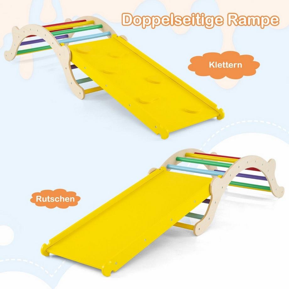 Northio  Ensemble échelle d'escalade pour enfants 3 en 1 avec rampe réversible et coussin pour grimper et glisser, coloré, capacité de charge de 60 kg 