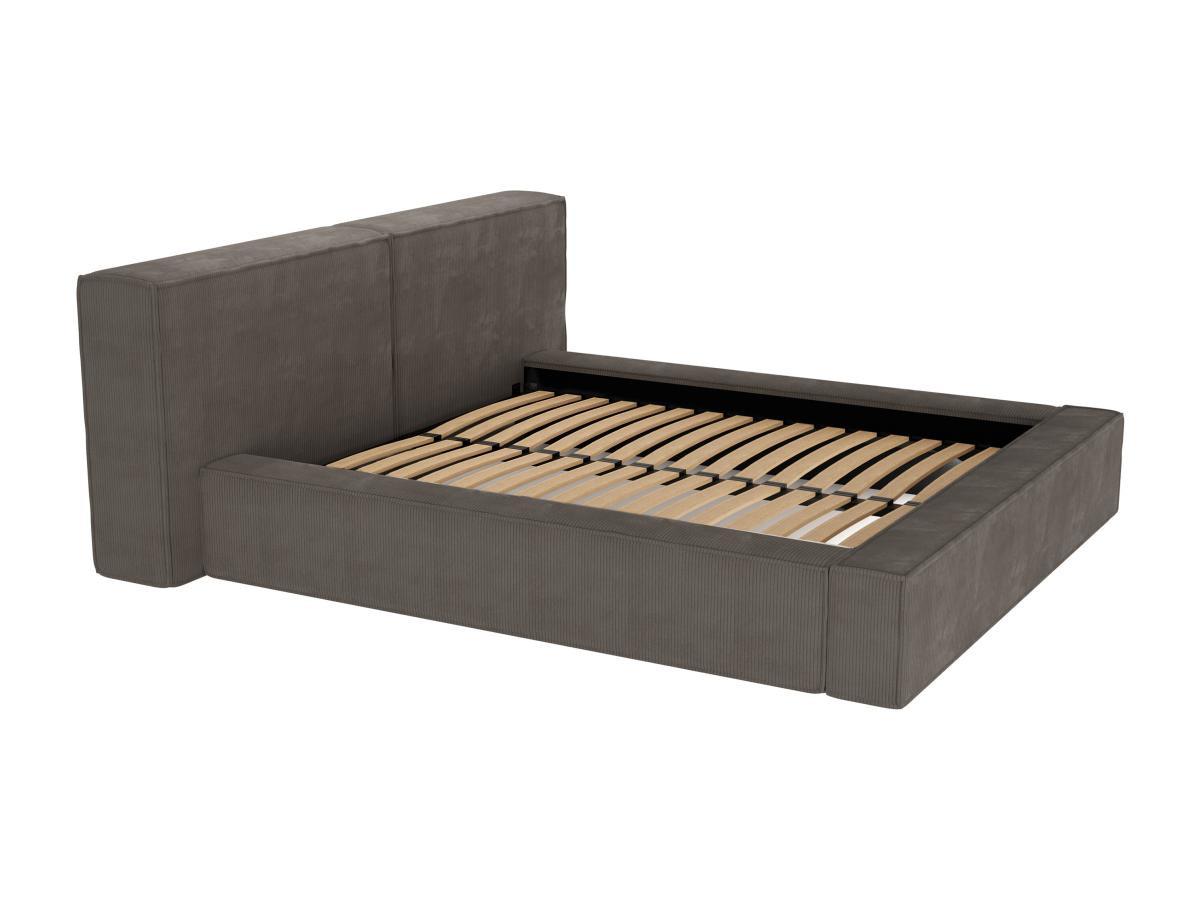 PASCAL MORABITO Lit coffre 140 x 190 cm - Velours côtelé - Taupe + Matelas - TIMANO de Pascal Morabito  