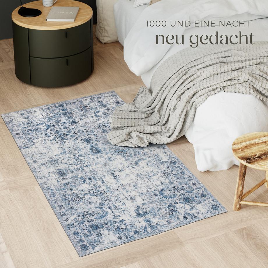 Tectake Tapis vintage design à poils courts AMARA en laine synthétique et feutre  