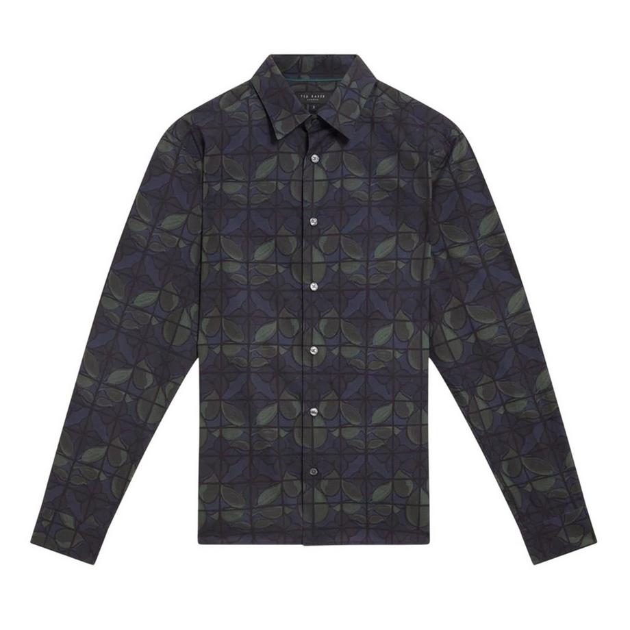 Camicia Floreale Collare A Punta Manica Lunga