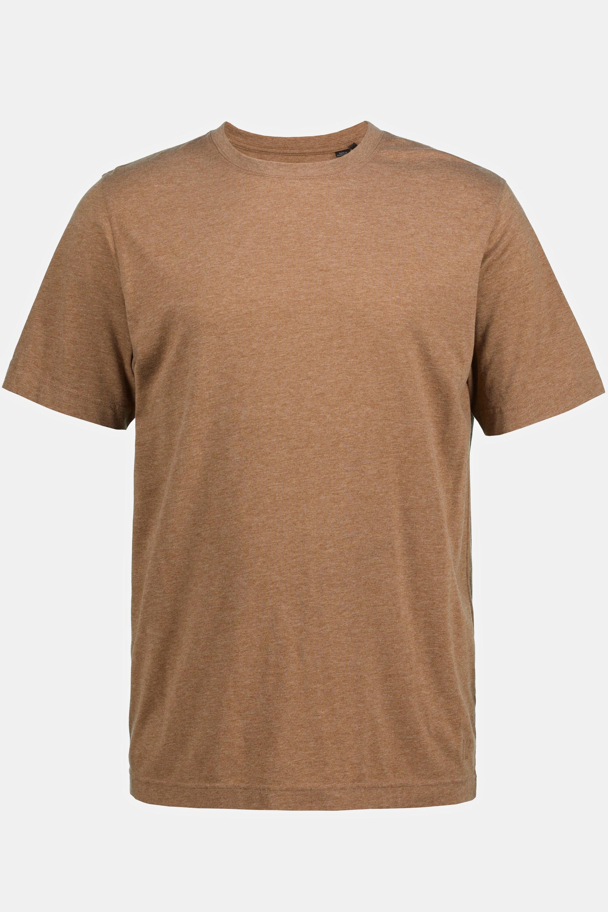 JP1880  T-shirt Basic en coton peigné, col rond marron clair 