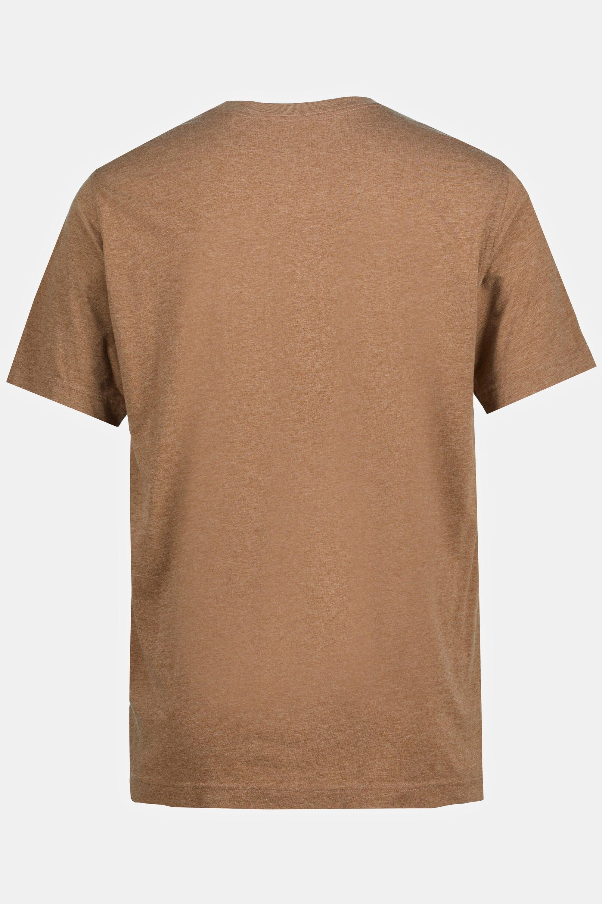 JP1880  T-shirt Basic en coton peigné, col rond marron clair 