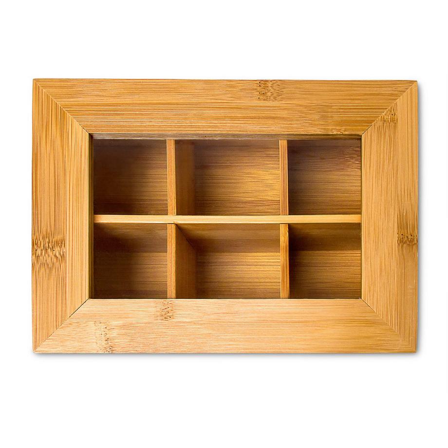 B2X Boîte à thé en bambou laqué 6 et 8 compartiments  