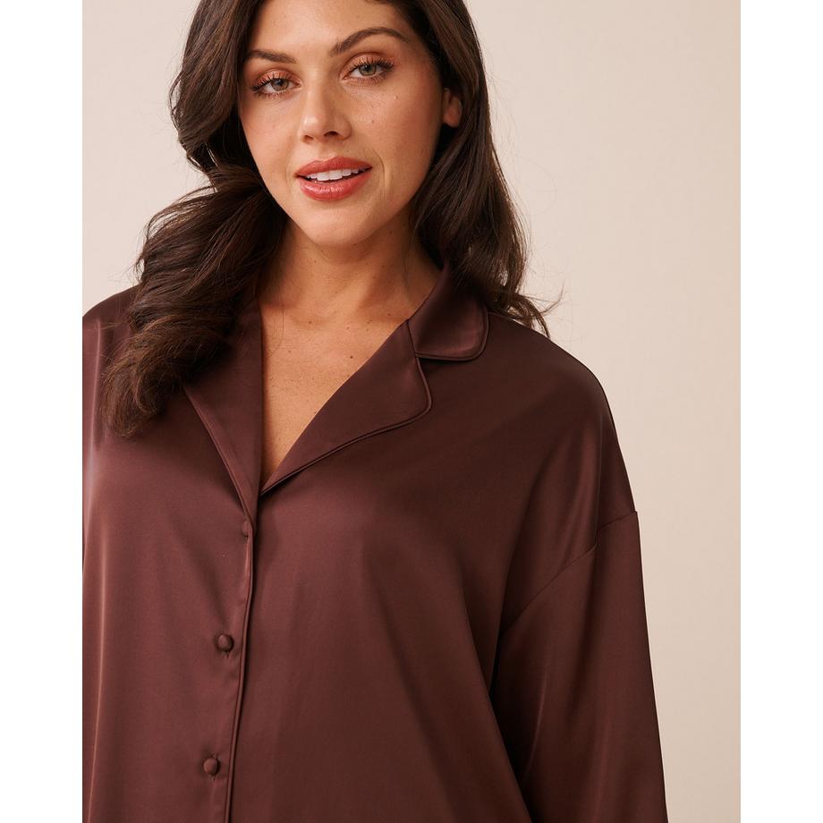 La Vie En Rose Chemisier manches longues en satin  
