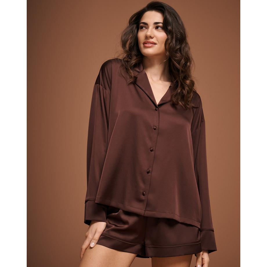 La Vie En Rose Chemisier manches longues en satin  