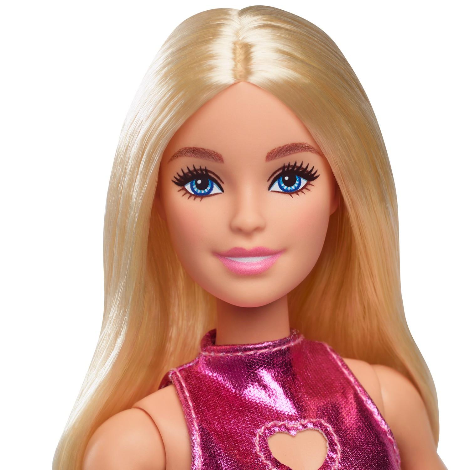 Barbie  Fashionistas Puppemit blondem Haar, rosa Metallic-Minikleid (Nr.230) 