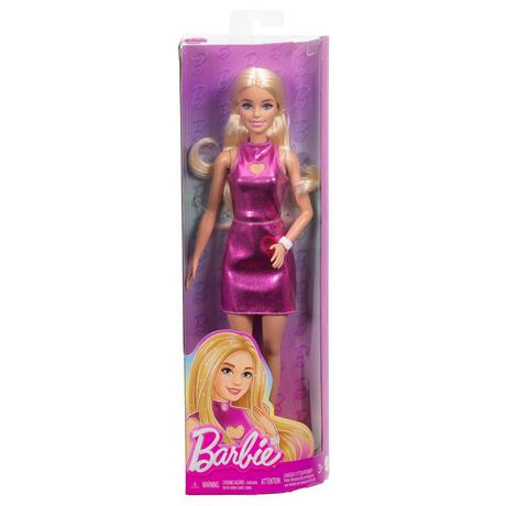 Barbie  Fashionistas Puppemit blondem Haar, rosa Metallic-Minikleid (Nr.230) 