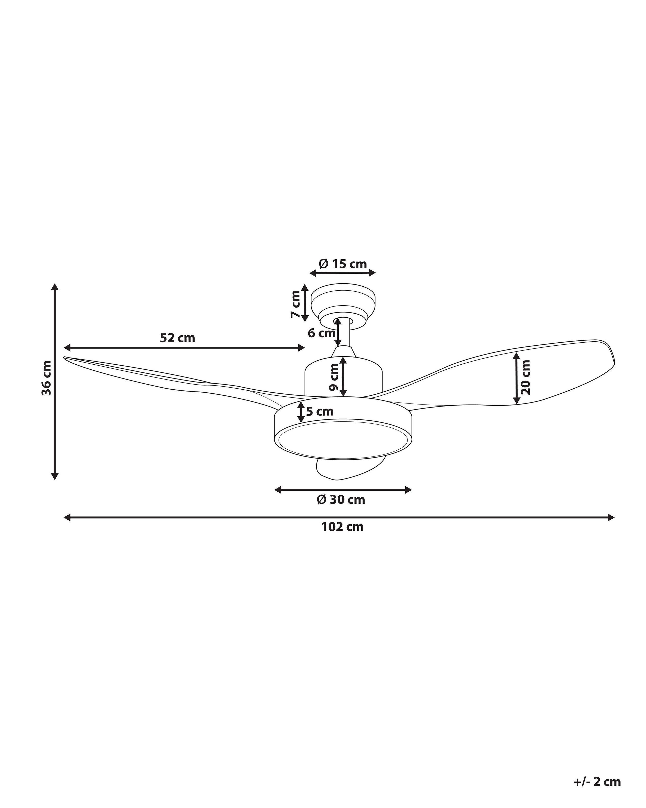 Beliani Ventilateur de plafond avec lampe en Métal Traditionnel BANDERAS  