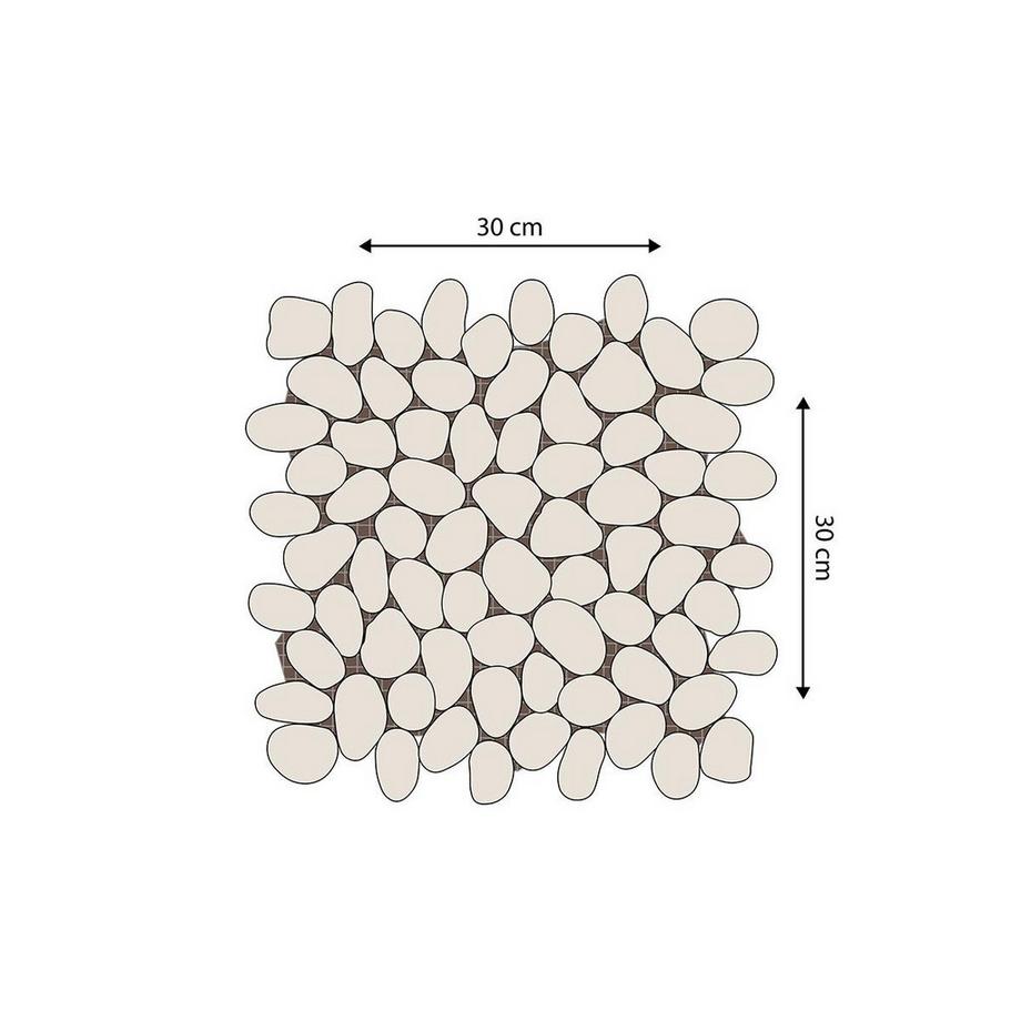 Vente-unique  Mosaikfliesen - 1 Pack: 1 m² - Kieselstein - Cremefarben - OLA 