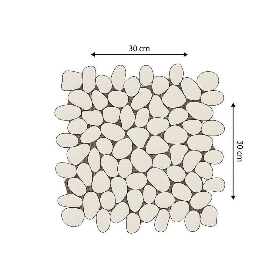 Vente-unique  Mosaikfliesen - 1 Pack: 1 m² - Kieselstein - Cremefarben - OLA 