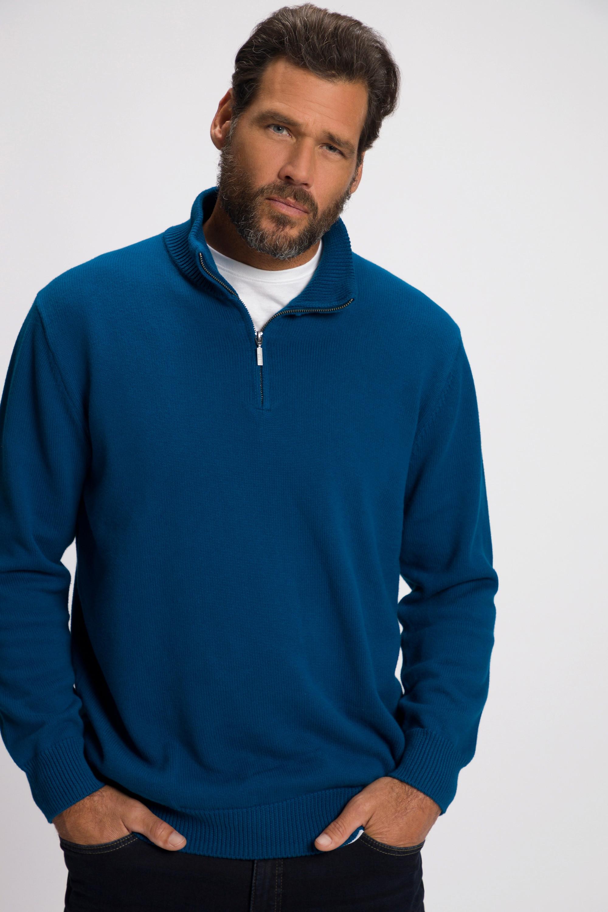 JP1880 Pull camionneur en maille Col montant Fermeture Éclair Manches longues  