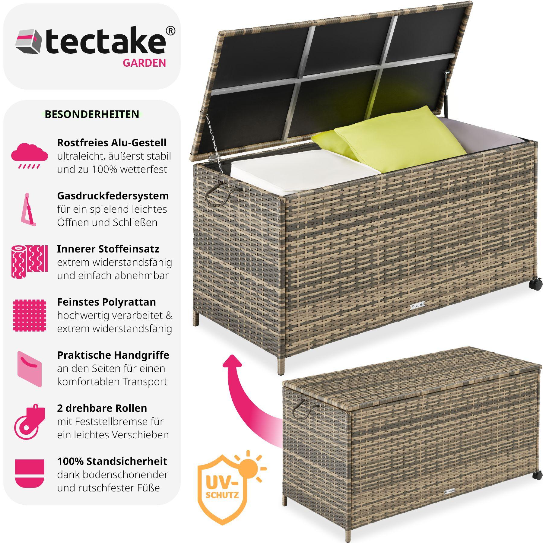 Tectake Box contenitore con telaio in alluminio e rotelle 297 L, 117 x 54 x 64 cm  