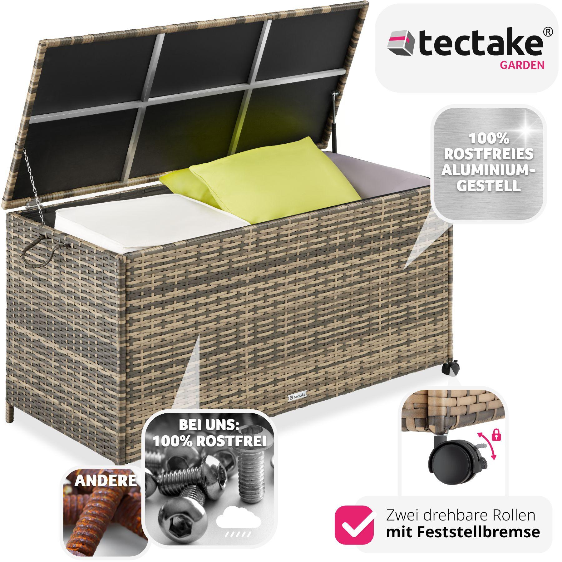 Tectake Box contenitore con telaio in alluminio e rotelle 297 L, 117 x 54 x 64 cm  