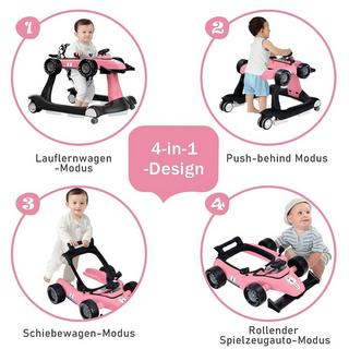 Northio  Trotteur pliable 4 en 1 trotteur bébé 73 x 64 x 50,5/53,5/55,5 cm rose 