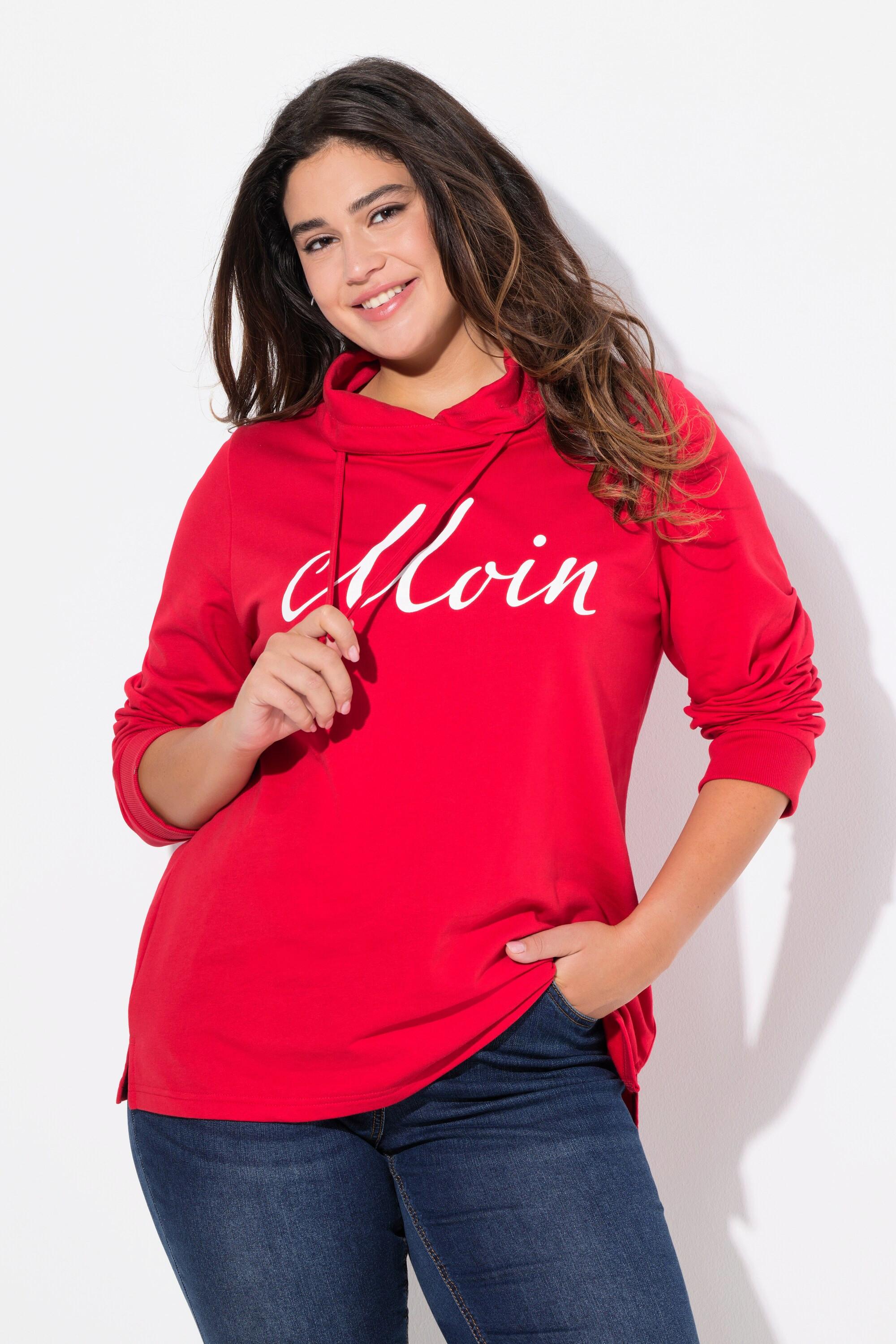 Ulla Popken  Sweat-shirt col montant et manches longues. Imprimé « salut ». 