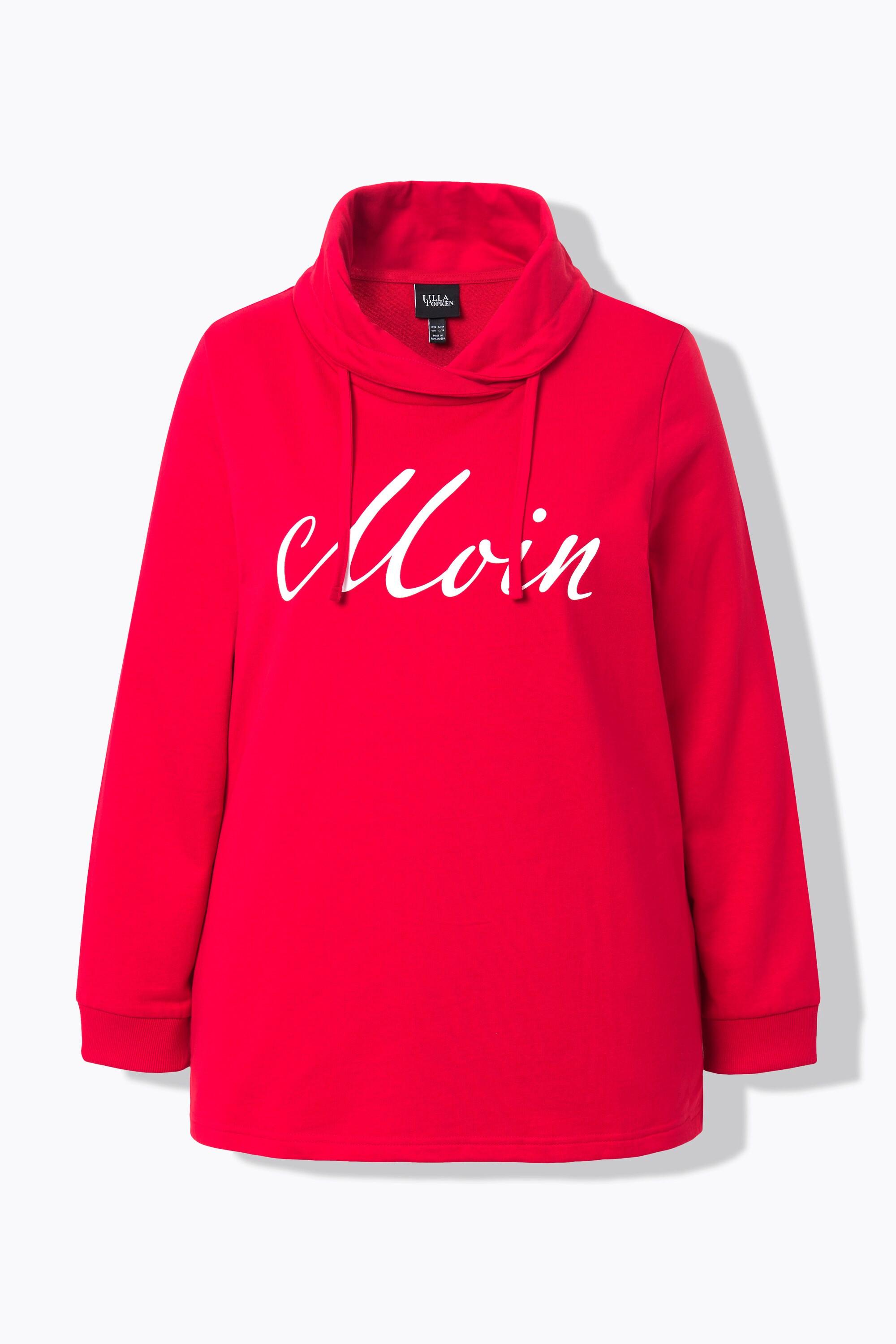 Ulla Popken  Sweat-shirt col montant et manches longues. Imprimé « salut ». 