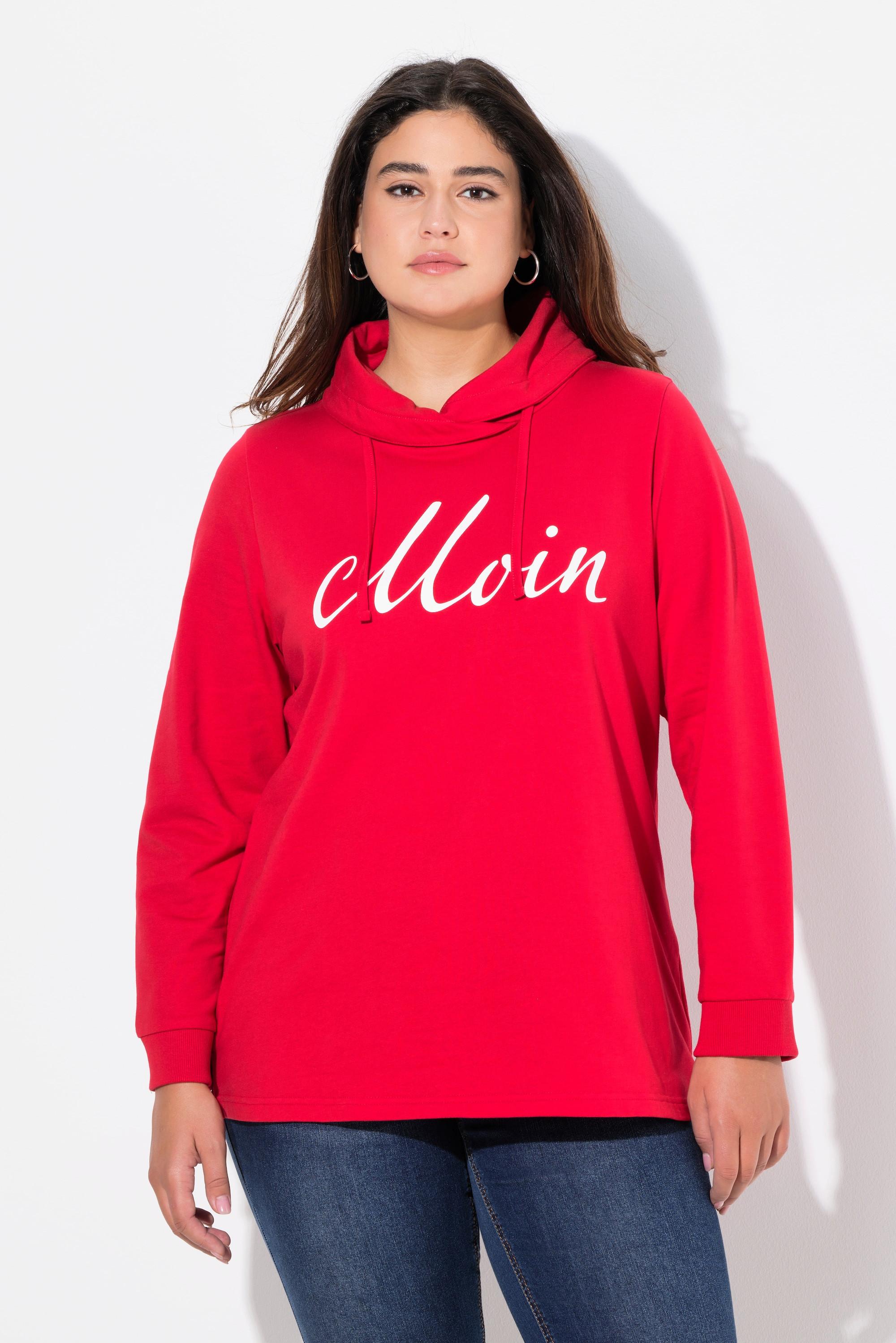 Ulla Popken  Sweat-shirt col montant et manches longues. Imprimé « salut ». 