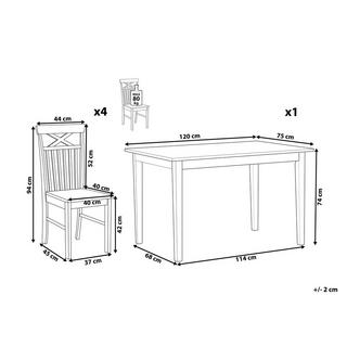 Beliani Esszimmer Set aus Gummibaumholz Landhausstil HOUSTON  