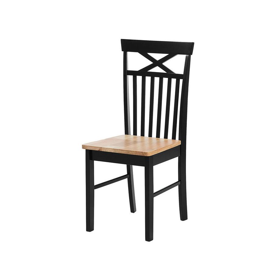 Beliani Esszimmer Set aus Gummibaumholz Landhausstil HOUSTON  