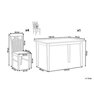 Beliani Esszimmer Set aus Gummibaumholz Landhausstil HOUSTON  