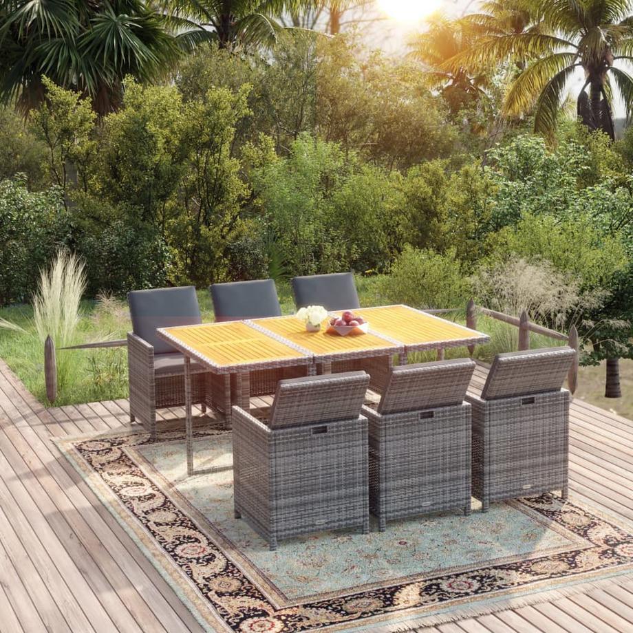VidaXL Ensemble à dîner de jardin rotin synthétique  