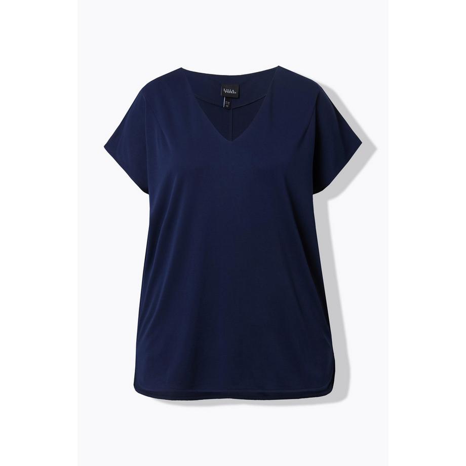 Ulla Popken Oversized V-Ausschnitt Halbarm Sweatshirt  