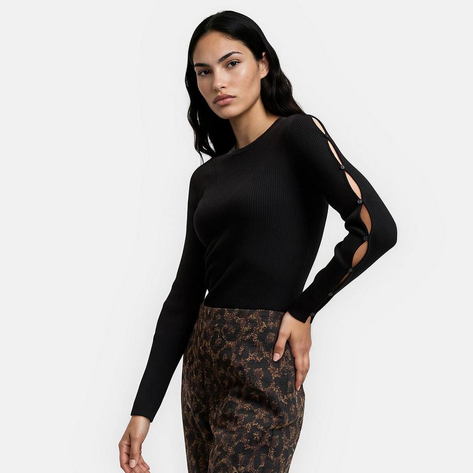 Pull en maille côtelé avec détails boutons