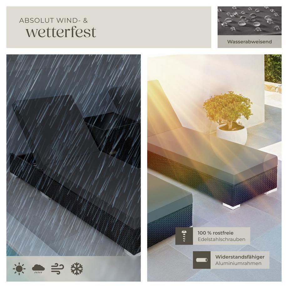 Tectake Lot de 2 chaises longues en rotin et aluminium Nautica résistant aux intempéries et aux UV  