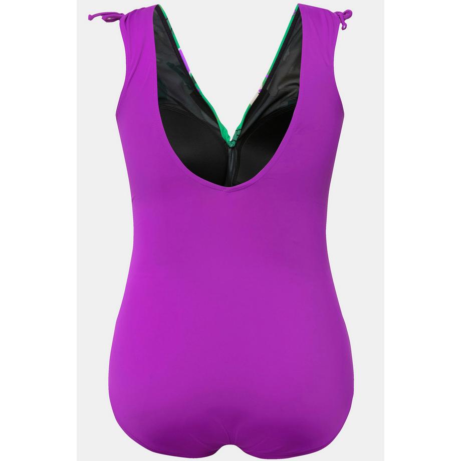 Ulla Popken Costume da bagno Stampa Palme Coppe Morbide Spalline Arricciate  