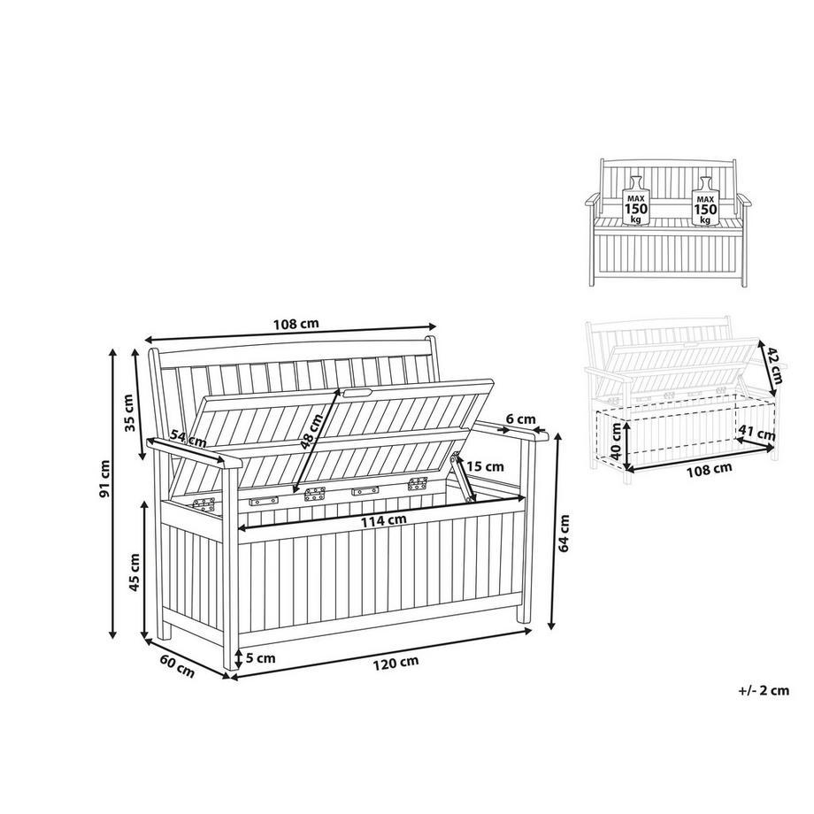 Beliani Gartenbank mit Auflage aus Akazienholz Klassisch SOVANA  
