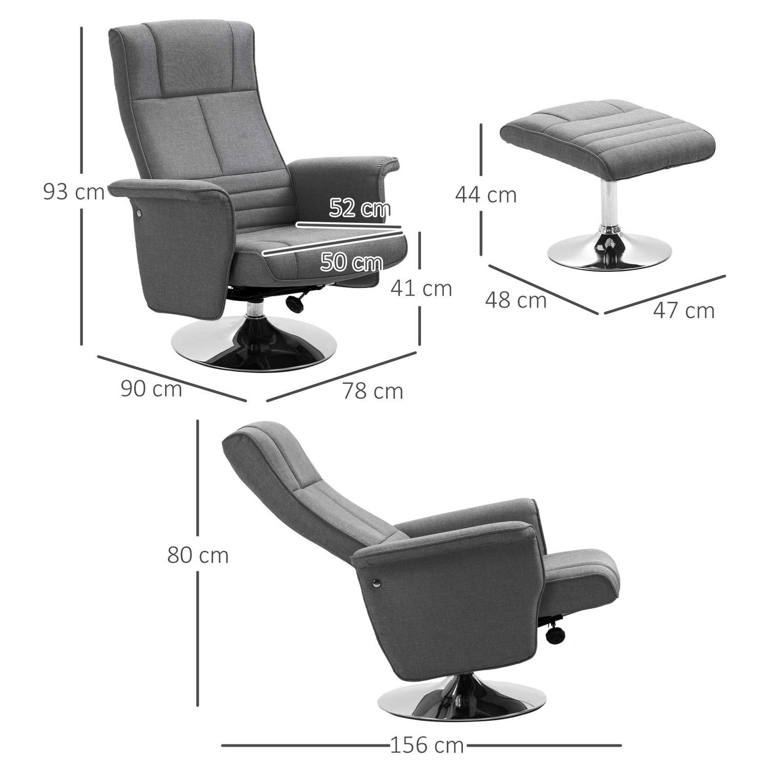 HOMCOM Fernsehsessel Fußhocker Elektrisch Relaxsessel Liegefunktion Vibrationsmassage Fernbedienung Leinenoptik Dunkelgrau  