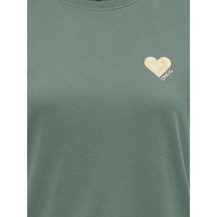 ONLY T-Shirt Manches Courtes Col Rond Imprimé Coeur  