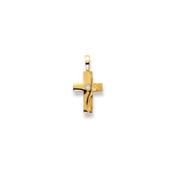 Anhänger Kreuz Gelbgold 750 Diamant 0.025ct. 22x11mm