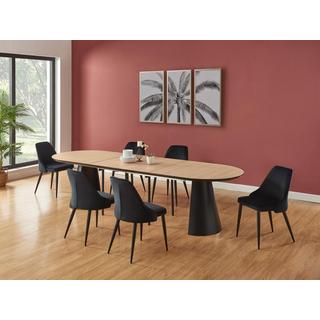 Vente-unique Table à manger extensible 8 à 14 couverts en MDF et métal - Naturel clair et Noir - FELANIO  