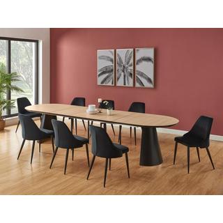 Vente-unique Tavolo da pranzo allungabile da 8 a 14 coperti in MDF e Metallo Naturale chiaro e Nero - FELANIO  