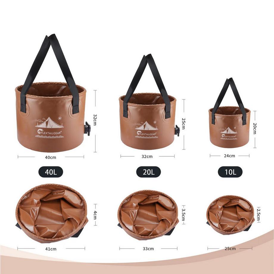 Flextail  FLEX BUCKET – Faltbarer, Wasserdichter, Runder Camping-Eimer 