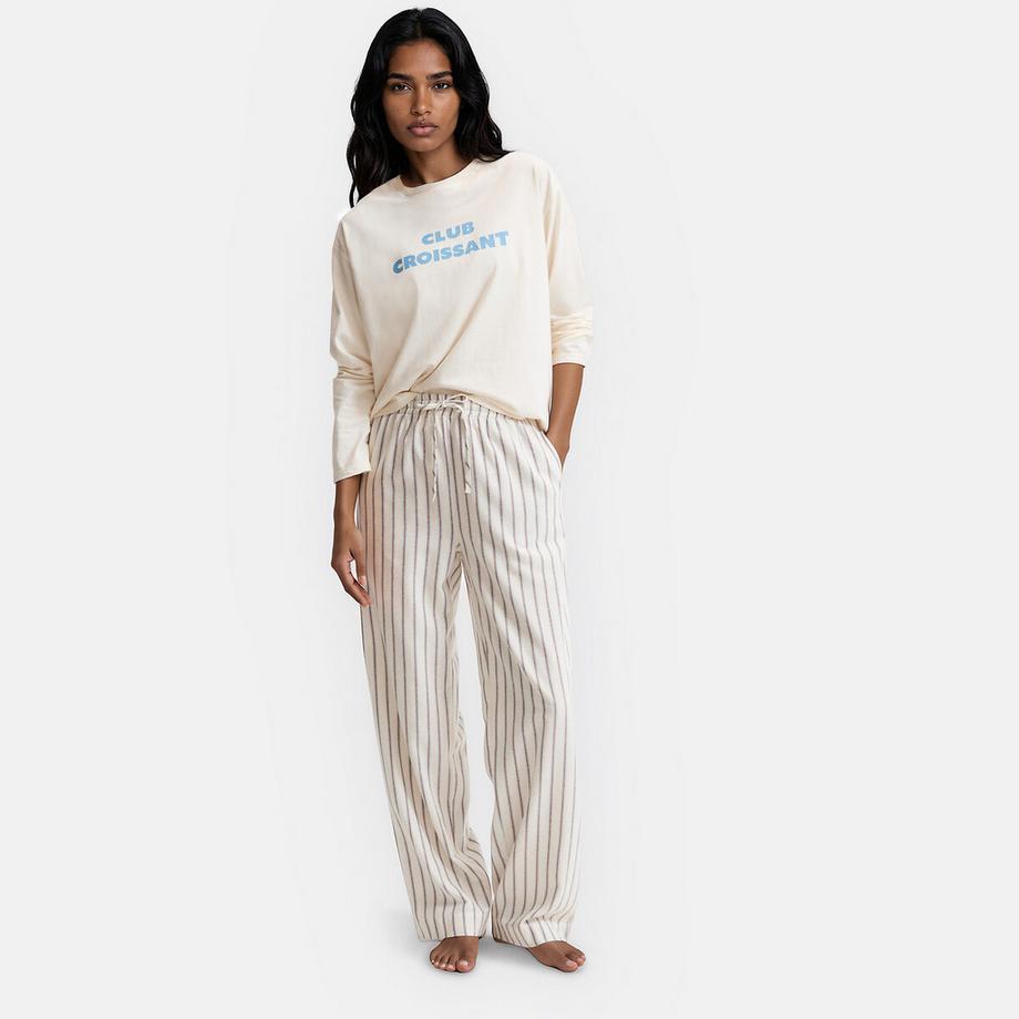 Zweiteiliger Pyjama mit Jersey-T-Shirt und Flanellhose
