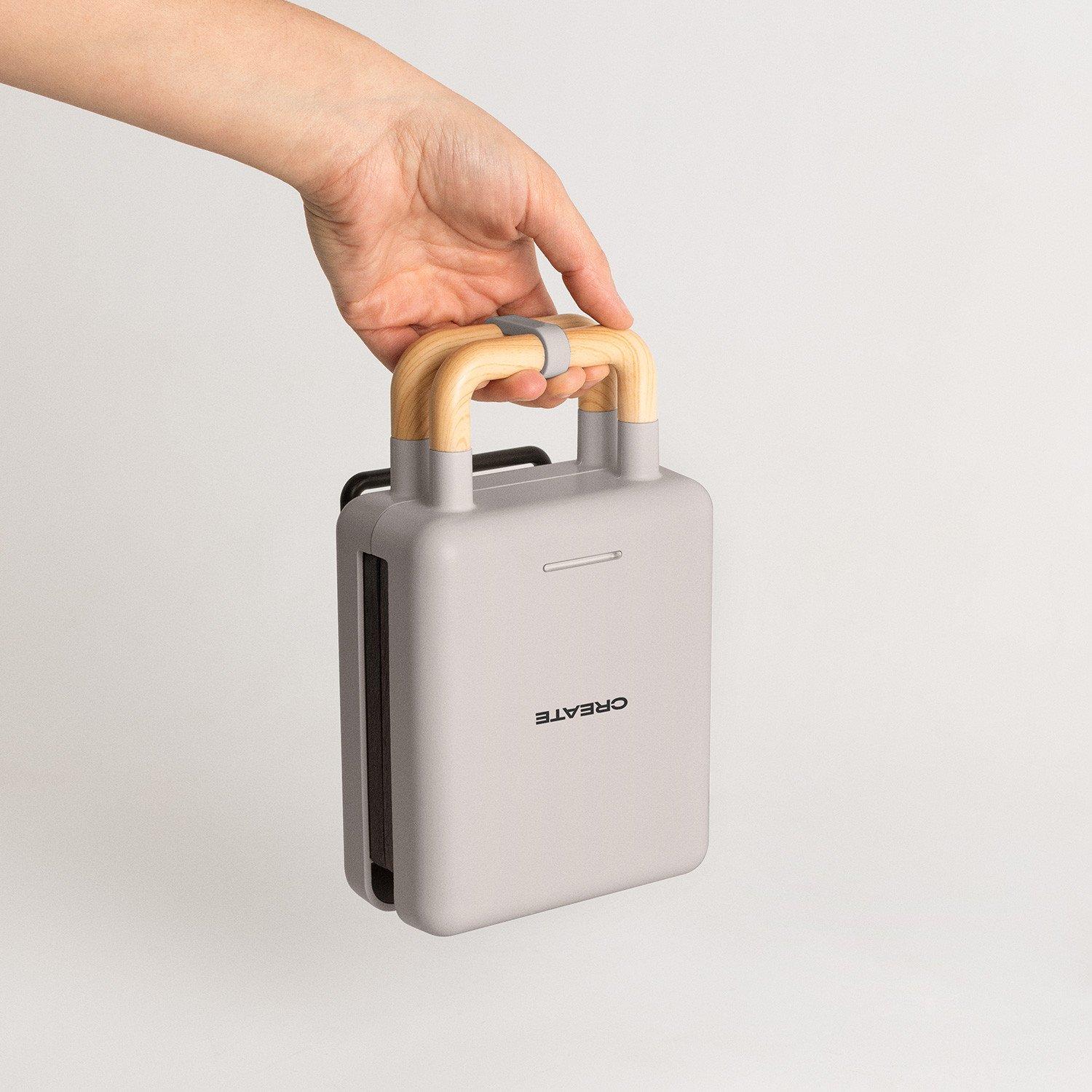 CREATE STONE 2 IN 1 COMPACT - Piastra per panini e waffle con piastre intercambiabili grigio  