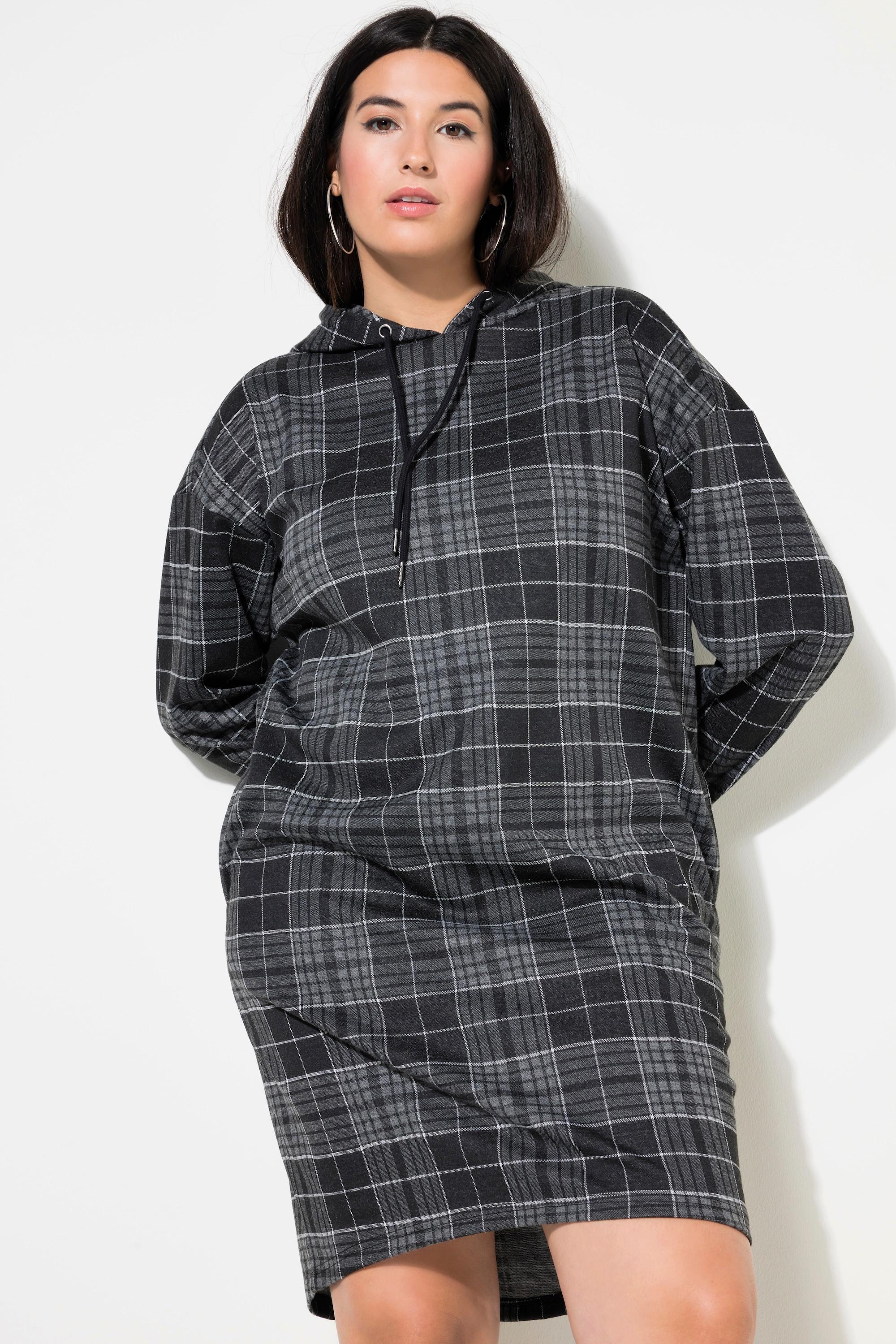 Studio Untold Oversized Karo Jersey Kapuzen Midikleid  