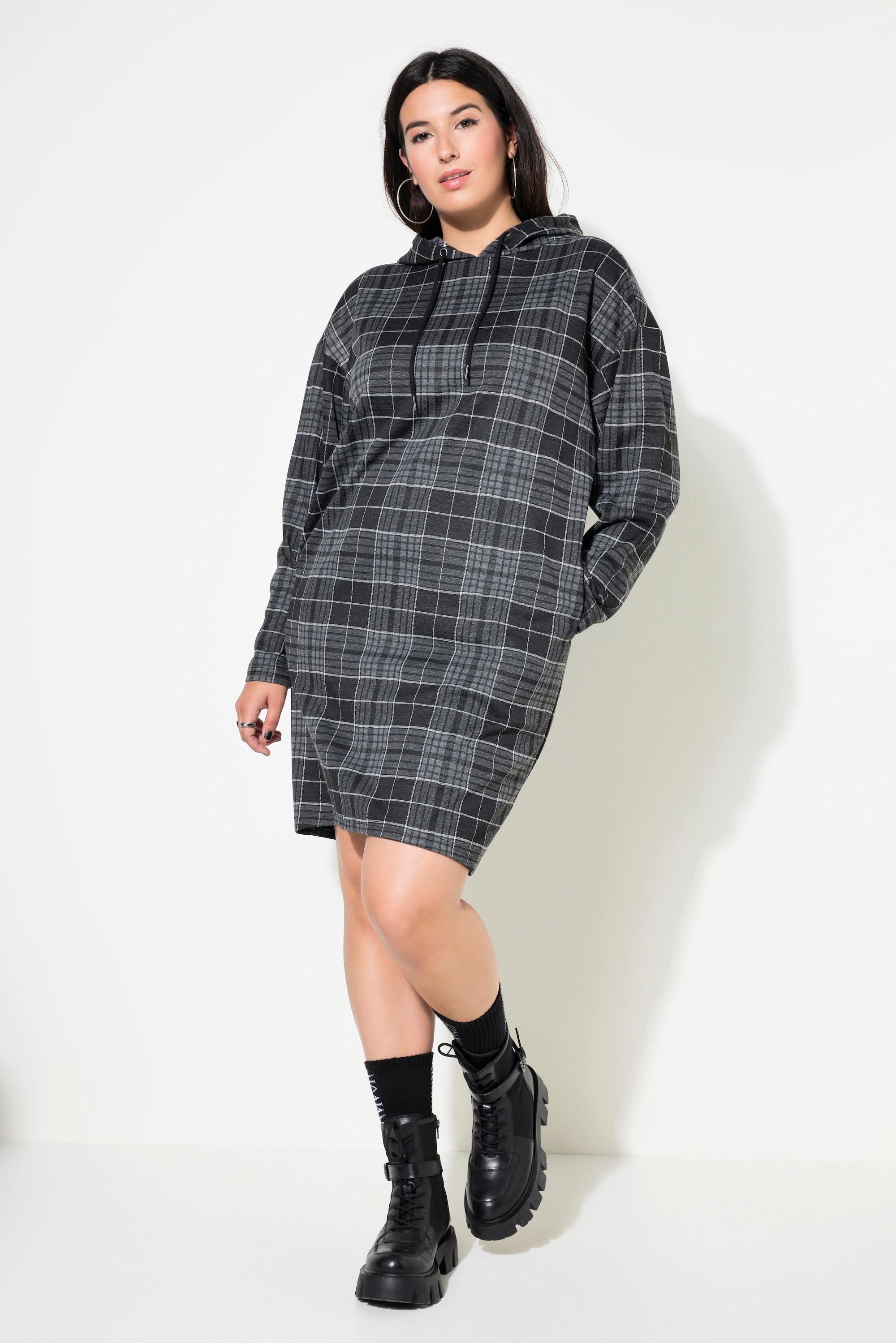 Studio Untold Oversized Karo Jersey Kapuzen Midikleid  