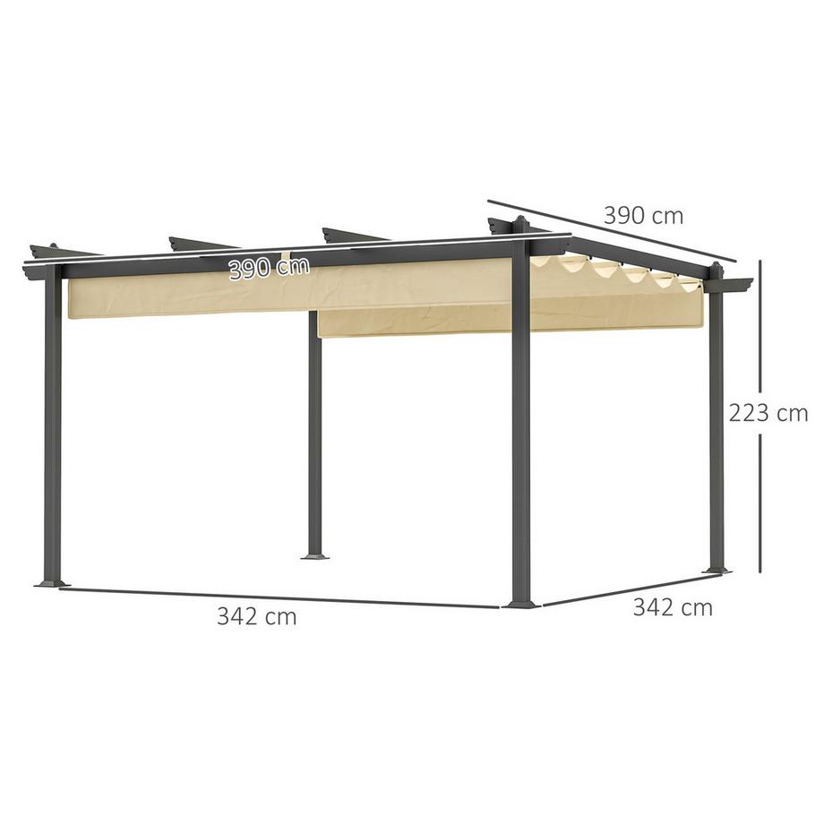 Northio Pergola di circa 4x4m, tettoia da giardino in alluminio, tettoia da giardino con tetto regolabile, autoportante, protezione solare per terrazza e giardino, beige  