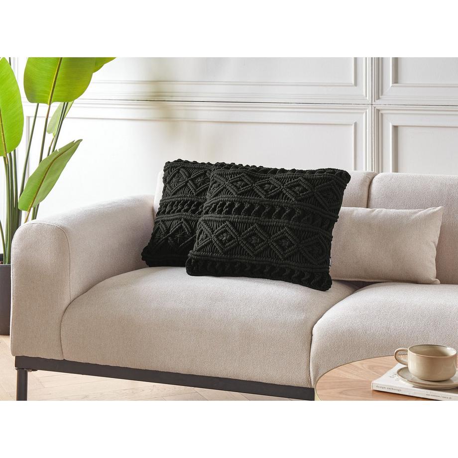 Beliani Lot de 2 coussins décoratifs en Coton Boho MUDANYA  