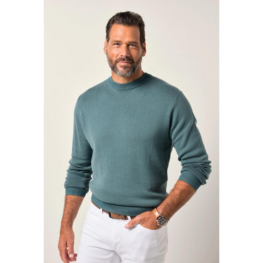 JP1880 CashmereTouch Two-Tone Strick Pullover Rundhalsausschnitt  